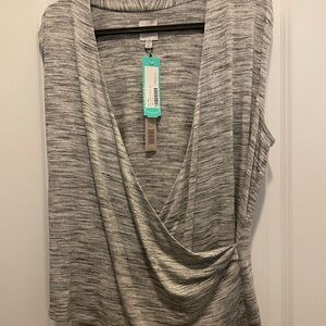 NIC+ZOE Gray Wrap Sleeveless Blouse